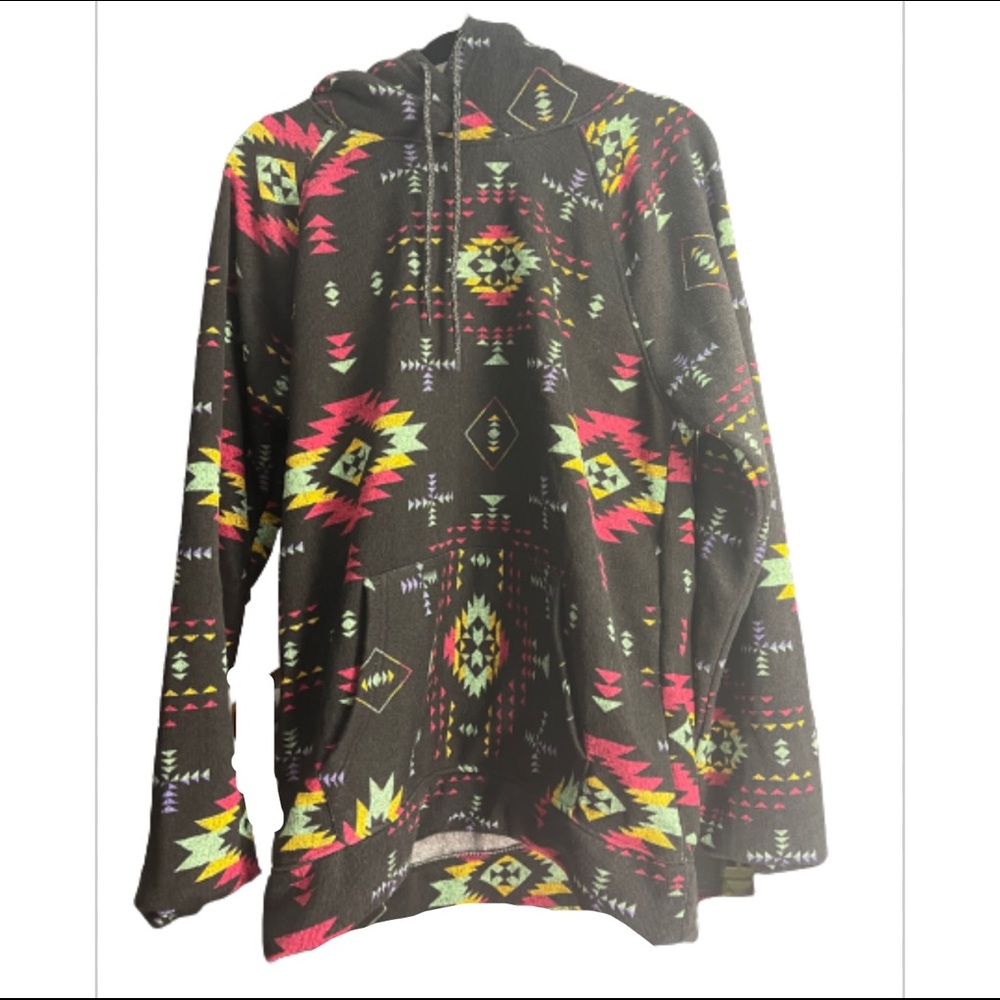 Mens Rue 21 Black Rainbow Geometric Lightweight Hoodie